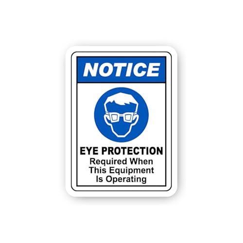 2 (Pieces) 3" and 5" Eye Protection Required When Equipment Operating Notice Sticker, Waterproof Vin