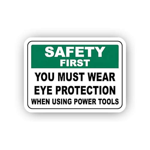 2 (Pieces) 3" and 5" Power Tool Eye Protection Warning Sticker, Waterproof Vinyl Decals for Many Pur