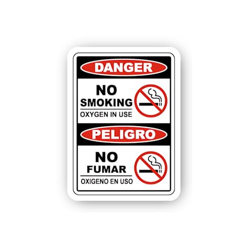 2 (Pieces) 3" and 5" No Smoking Oxygen in Use Sign Sticker, Waterproof Vinyl Decals for Many Purpose