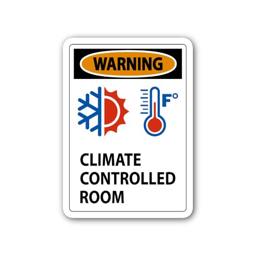 2 (Pieces) 3" and 5" Warning Caution Climate Controlled Rooms Sticker, Waterproof Vinyl Decals for M