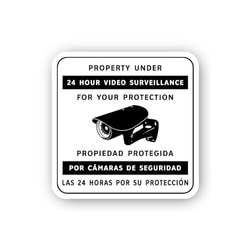 2 (Pieces) 3" and 5" Surveillance Camera Security Notice Sticker, Waterproof Vinyl Decals for Many P