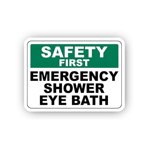 2 (Pieces) 3" and 5" Emergency Shower and Eye Bath Sign Sticker, Waterproof Vinyl Decals for Many Pu