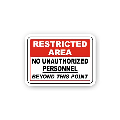 2 (Pieces) 3" and 5" Restricted Area No Unauthorized Personnel Beyond This Point Sign Sticker, Water