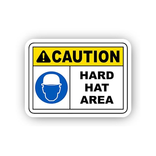 2 (Pieces) 3" and 5" Caution Hard Hat Area Safety Sticker, Waterproof Vinyl Decals for Many Purpose