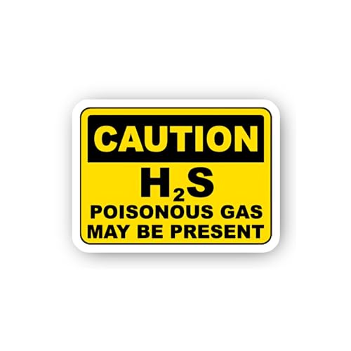 2 (Pieces) 3" and 5" Caution Hydrogen Sulfide Poisonous Gas Presence Sticker, Waterproof Vinyl Decal