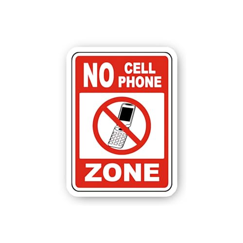 2 (Pieces) 3" and 5" No Cell Phone Zone Red Sticker, Waterproof Vinyl Decals for Many Purpose Like C