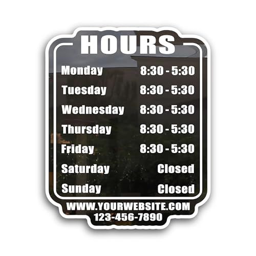 2 (Pieces) 3" and 5" Custom Business Hours Sticker, Waterproof Vinyl Decals for Many Purpose Like Ca