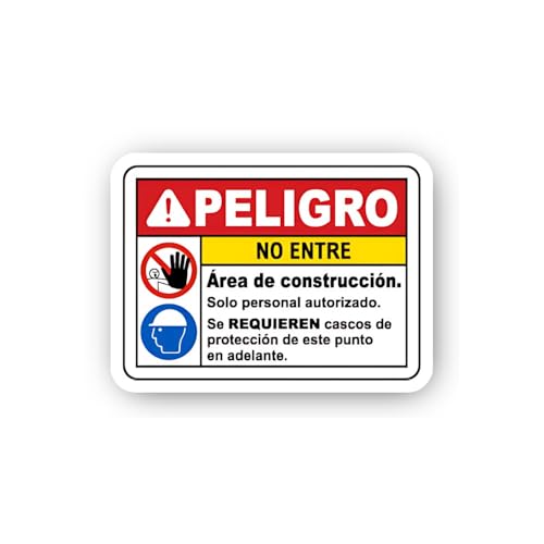 2 (Pieces) 3" and 5" Spanish Danger No Entry Safety Requirement Sign Sticker, Waterproof Vinyl Decal