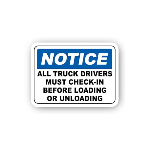2 (Pieces) 3" and 5" Notice Truck Drivers Must Check-in Sign Sticker, Waterproof Vinyl Decals for Ma