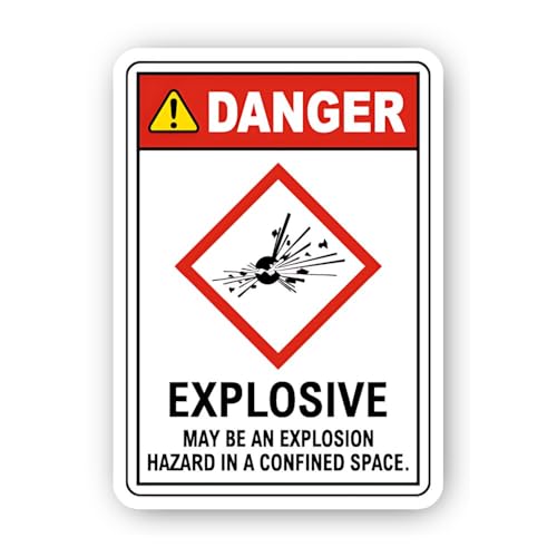 2 (Pieces) 3" and 5" Confined Space Explosion Danger Sticker, Waterproof Vinyl Decals for Many Purpo