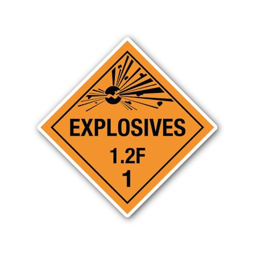 2 (Pieces) 3" and 5" Explosive Class 1.2 F Placard Sticker, Waterproof Vinyl Decals for Many Purpose