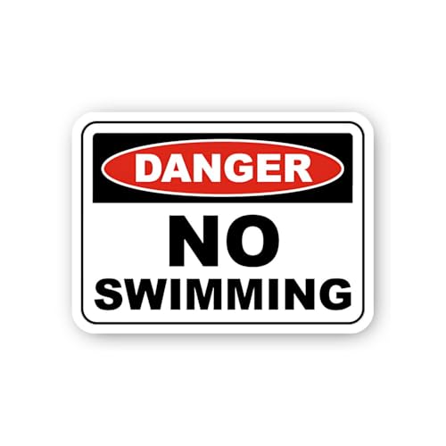 2 (Pieces) 3" and 5" Danger: No Swimming Warning Sticker, Waterproof Vinyl Decals for Many Purpose L