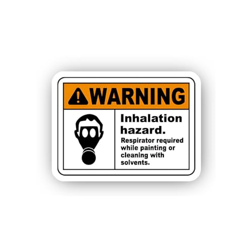 2 (Pieces) 3" and 5" Solvents Inhalation Warning Sticker, Waterproof Vinyl Decals for Many Purpose L