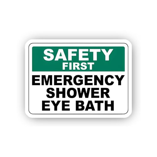 2 (Pieces) 3" and 5" Safety Sign: Emergency Shower Eye Bath Sticker, Waterproof Vinyl Decals for Man