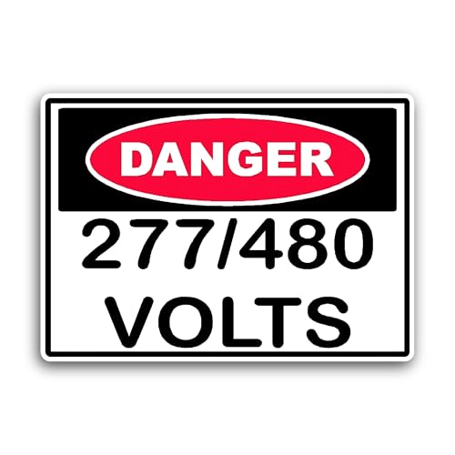2 (Pieces) 3" and 5" Danger 277/480 Volts Sticker, Waterproof Vinyl Decals for Many Purpose Like Car