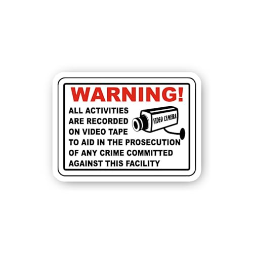 2 (Pieces) 3" and 5" Warning Activities Recorded on Video Tape Sticker, Waterproof Vinyl Decals for