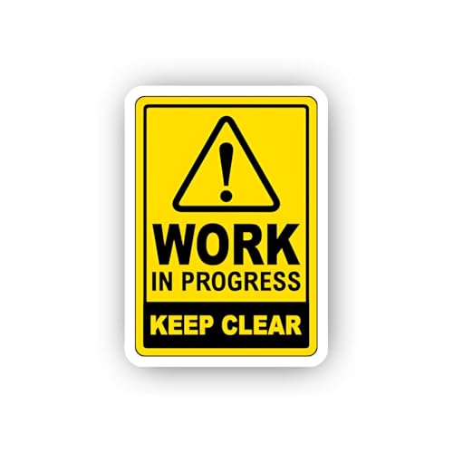 2 (Pieces) 3" and 5" Work in Progress Keep Clear Sticker, Waterproof Vinyl Decals for Many Purpose L