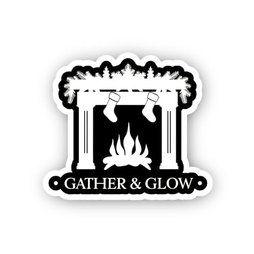2 (Pieces) 3" and 5" Fireplace Gathering Scene Sticker, Waterproof Vinyl Decals for Many Purpose Lik