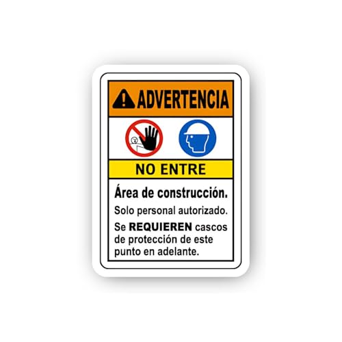2 (Pieces) 3" and 5" Spanish Warning No Entry Construction Area Sign Sticker, Waterproof Vinyl Decal