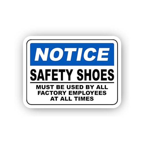 2 (Pieces) 3" and 5" Factory Employee Footwear Notice Sticker, Waterproof Vinyl Decals for Many Purp