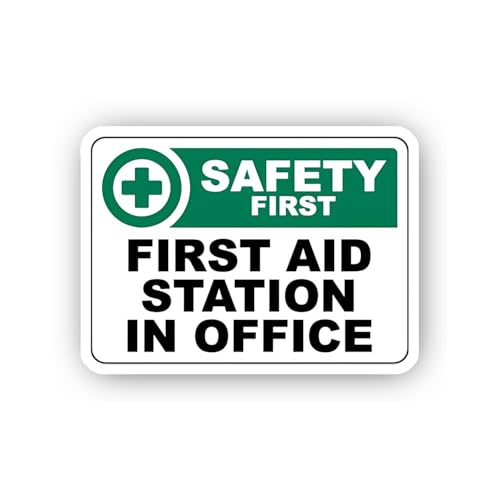 2 (Pieces) 3" and 5" First Aid Station in Office Sign Sticker, Waterproof Vinyl Decals for Many Purp