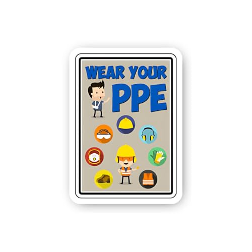 2 (Pieces) 3" and 5" Essential Personal Protective Equipment (PPE) Sticker, Waterproof Vinyl Decals
