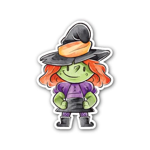 2 (Pieces) 3" and 5" Halloween Ugly Witch Sticker, Waterproof Vinyl Decals for Many Purpose Like Car