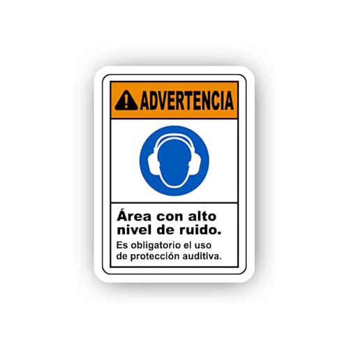 2 (Pieces) 3" and 5" Spanish High Noise Level Hearing Protection Sticker, Waterproof Vinyl Decals fo