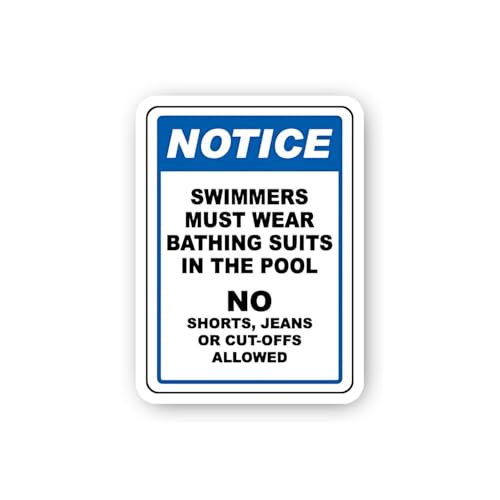 2 (Pieces) 3" and 5" Notice: Proper Swim Attire Required Sticker, Waterproof Vinyl Decals for Many P