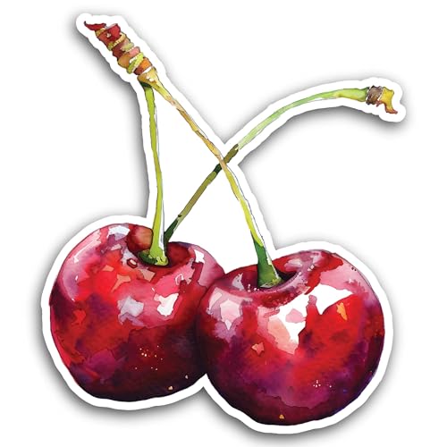 2 (Pieces) 3" and 5" Cherry Sticker, Waterproof Vinyl Decals for Many Purpose Like Cars, Trucks, Lap