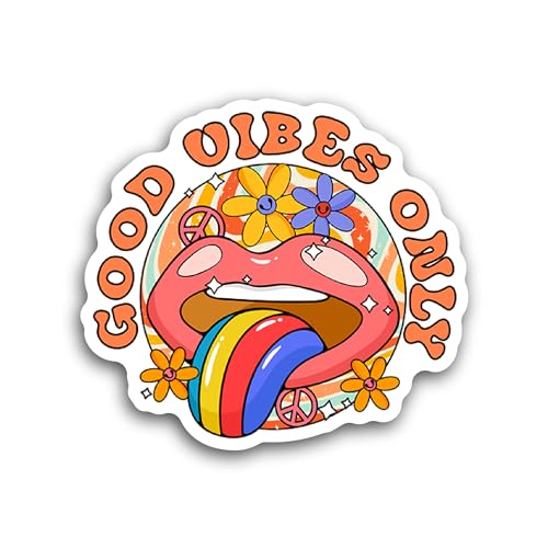 2 (Pieces) 3" and 5" Good Vibes Sticker, Waterproof Vinyl Decals for Many Purpose Like Cars, Trucks,