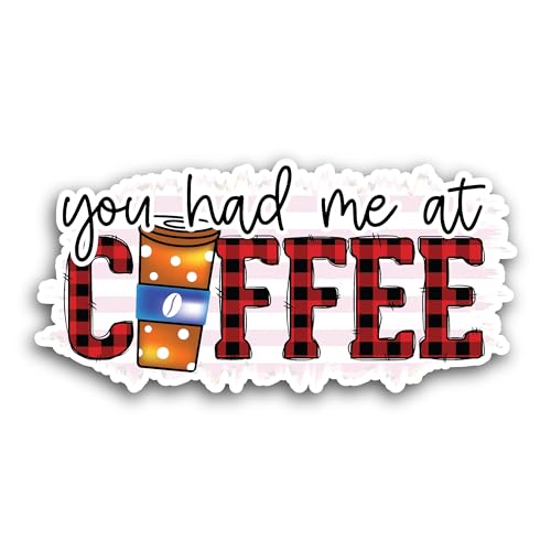 2 (Pieces) 3" and 5" You Had Me at Coffee Sticker, Waterproof Vinyl Decals for Many Purpose Like Car