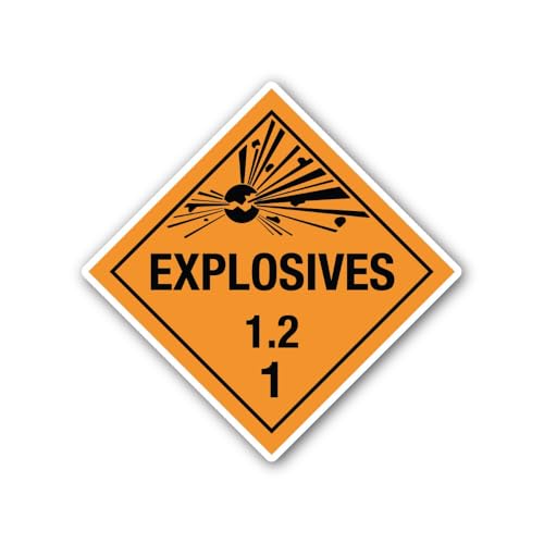 2 (Pieces) 3" and 5" Explosive Class 1.2 1 Placard Sticker, Waterproof Vinyl Decals for Many Purpose