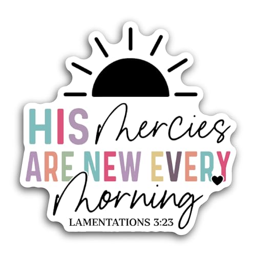 2 (Pieces) 3" and 5" His Mercies are New Text Sticker, Waterproof Vinyl Decals for Many Purpose Like