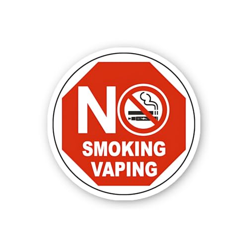 2 (Pieces) 3" and 5" Octagon No Smoking No Vaping Sticker, Waterproof Vinyl Decals for Many Purpose