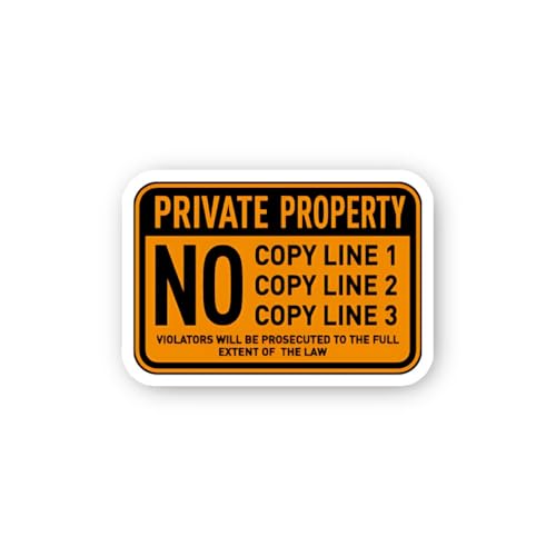 2 (Pieces) 3" and 5" Private Property No Customizable Text Sticker, Waterproof Vinyl Decals for Many