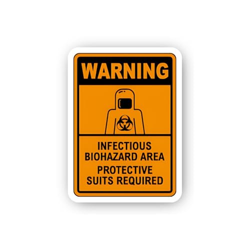 2 (Pieces) 3" and 5" Warning Infectious Biohazard Area Suit Sign Sticker, Waterproof Vinyl Decals fo