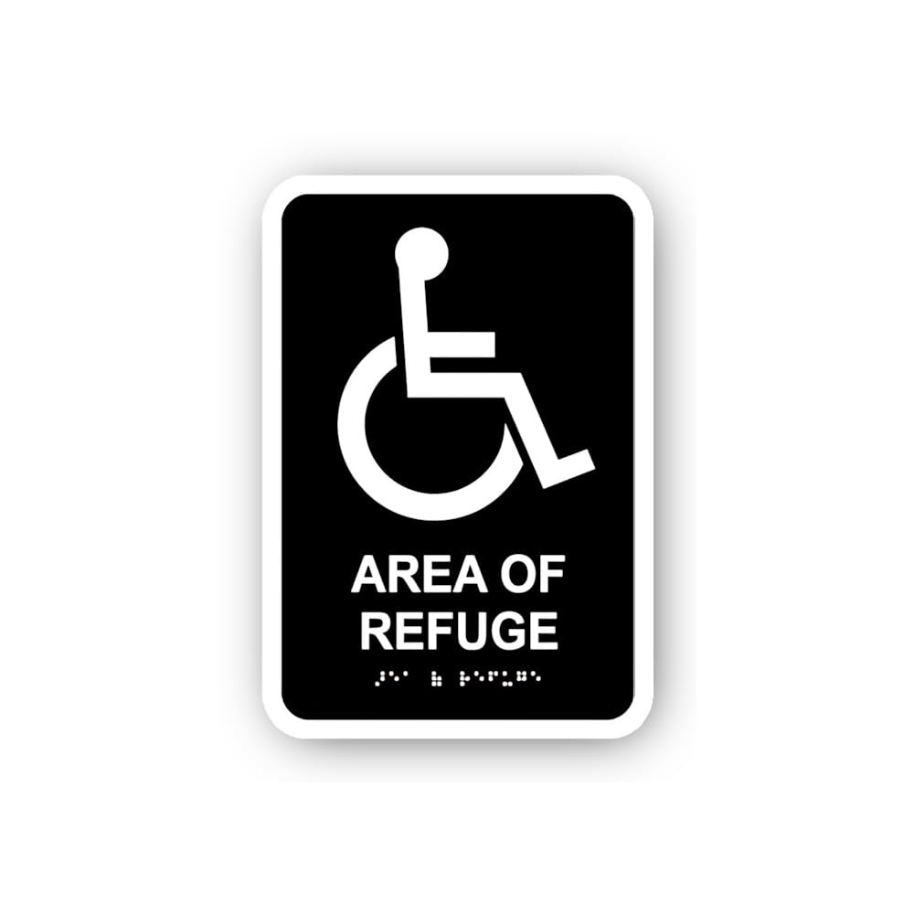 2 (Pieces) 3" and 5" Area of Refuge Wheelchair Braille Sticker, Waterproof Vinyl Decals for Many Pur