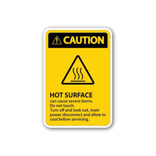 2 (Pieces) 3" and 5" Caution Hot Surface Sign Sticker, Waterproof Vinyl Decals for Many Purpose Like