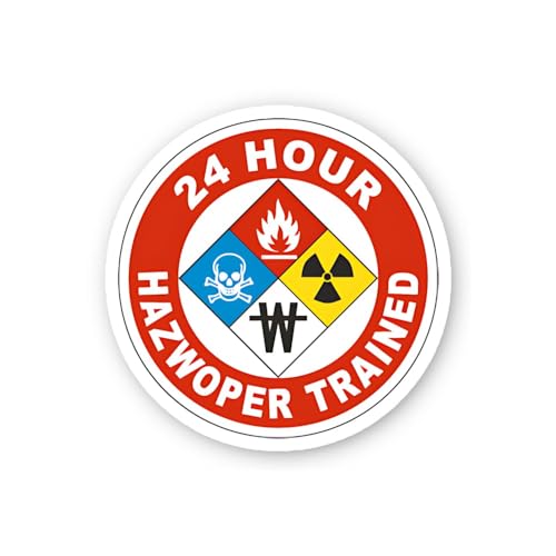 2 (Pieces) 3" and 5" 24 Hour HAZWOPER Trained Sticker, Waterproof Vinyl Decals for Many Purpose Like