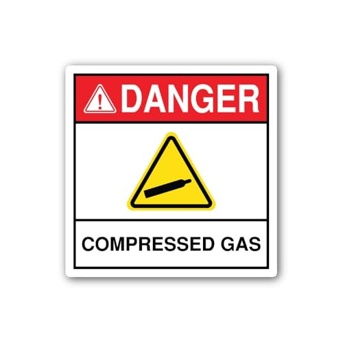 2 (Pieces) 3" and 5" Danger Compressed Gas Sign Sticker, Waterproof Vinyl Decals for Many Purpose Li