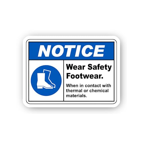 2 (Pieces) 3" and 5" Thermal and Chemical Material Footwear Notice Sticker, Waterproof Vinyl Decals