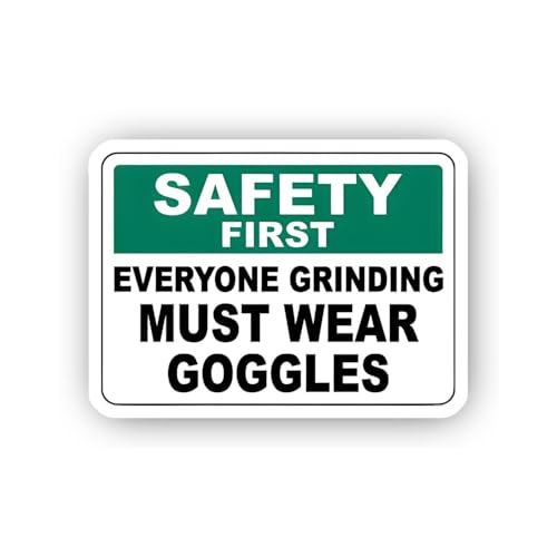 2 (Pieces) 3" and 5" Goggles Mandate for Grinding Safety Sign Sticker, Waterproof Vinyl Decals for M