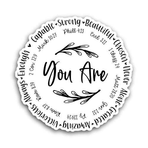2 (Pieces) 3" and 5" You are Strong Beautiful Sticker, Waterproof Vinyl Decals for Many Purpose Like