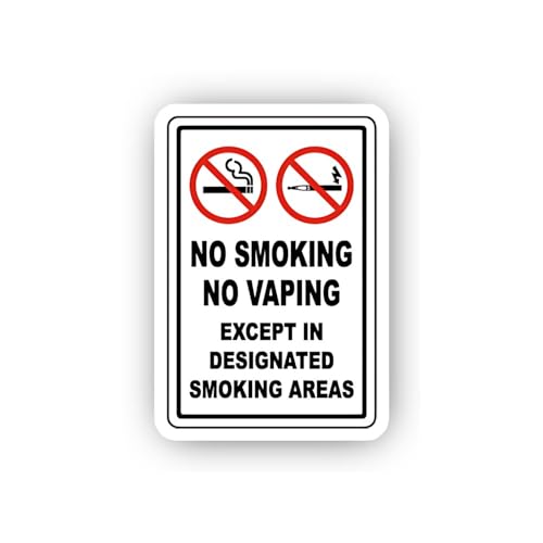 2 (Pieces) 3" and 5" Restricted Smoking and Vaping Area Sticker, Waterproof Vinyl Decals for Many Pu