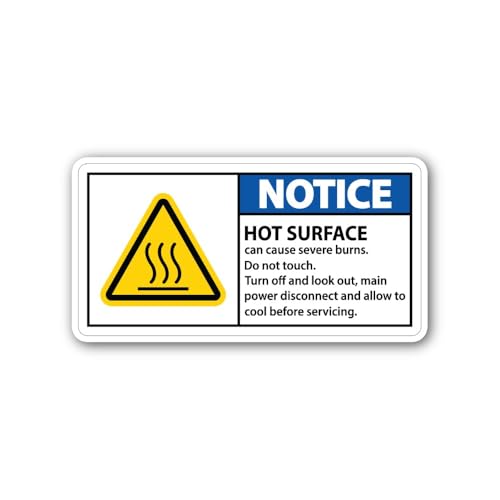 2 (Pieces) 3" and 5" Notice HOT Surface Sticker, Waterproof Vinyl Decals for Many Purpose Like Cars,