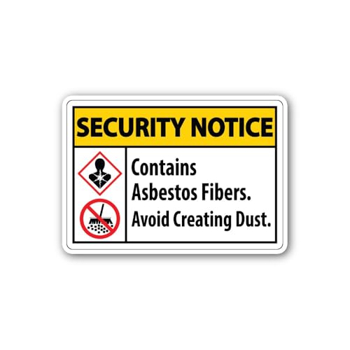 2 (Pieces) 3" and 5" Security Notice Asbestos Sticker, Waterproof Vinyl Decals for Many Purpose Like