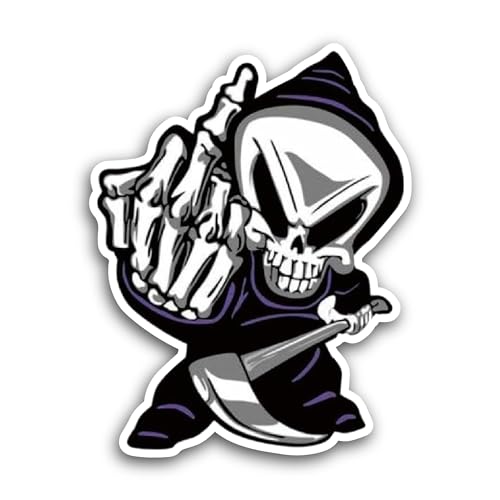 2 (Pieces) 3" and 5" Skeleton Grim Reaper Sticker, Waterproof Vinyl Decals for Many Purpose Like Car