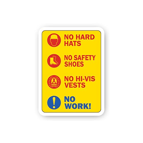 2 (Pieces) 3" and 5" No PPE No Work Warning Sticker, Waterproof Vinyl Decals for Many Purpose Like C