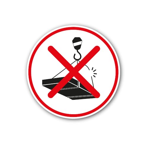 2 (Pieces) 3" and 5" Forbidden to Pass Under a Suspended Load Sign Sticker, Waterproof Vinyl Decals